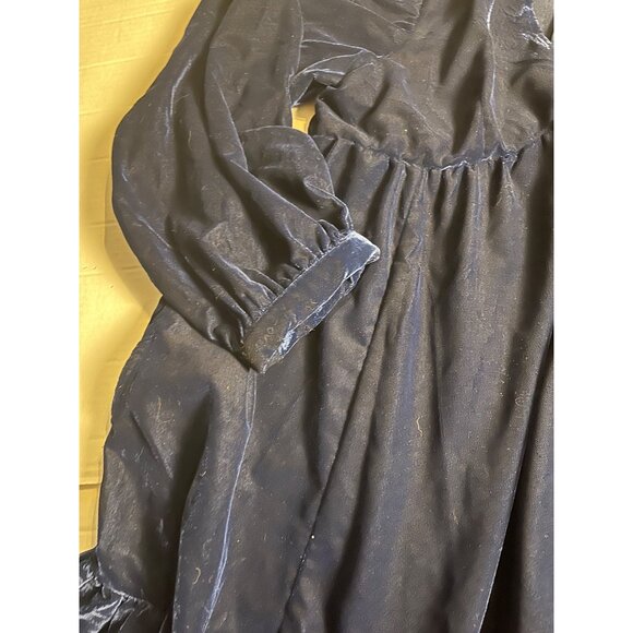 Free People Estella Velvet Mini Dress Tunic With V-Neckline Navy Blue Size M - Picture 11 of 15